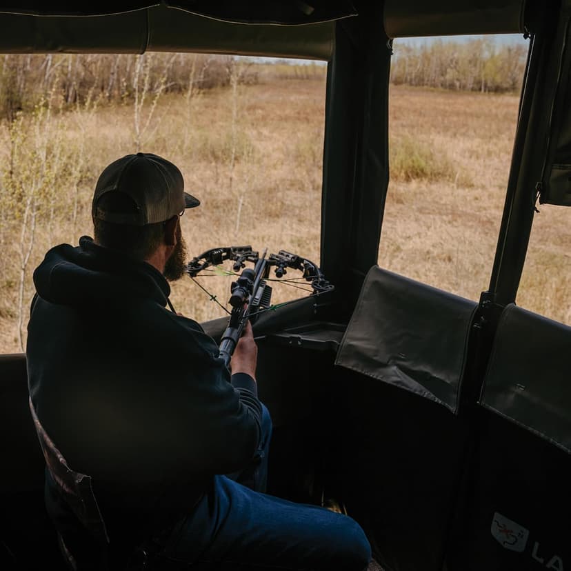Rivers Edge Landmark™ 550 Hunting Blind LM550B – 7' Tall, 6' x 4.5' Interior, Adjustable Windows, Steel Frame, Marine-Grade Fabric – Fits LM550T Tower Only