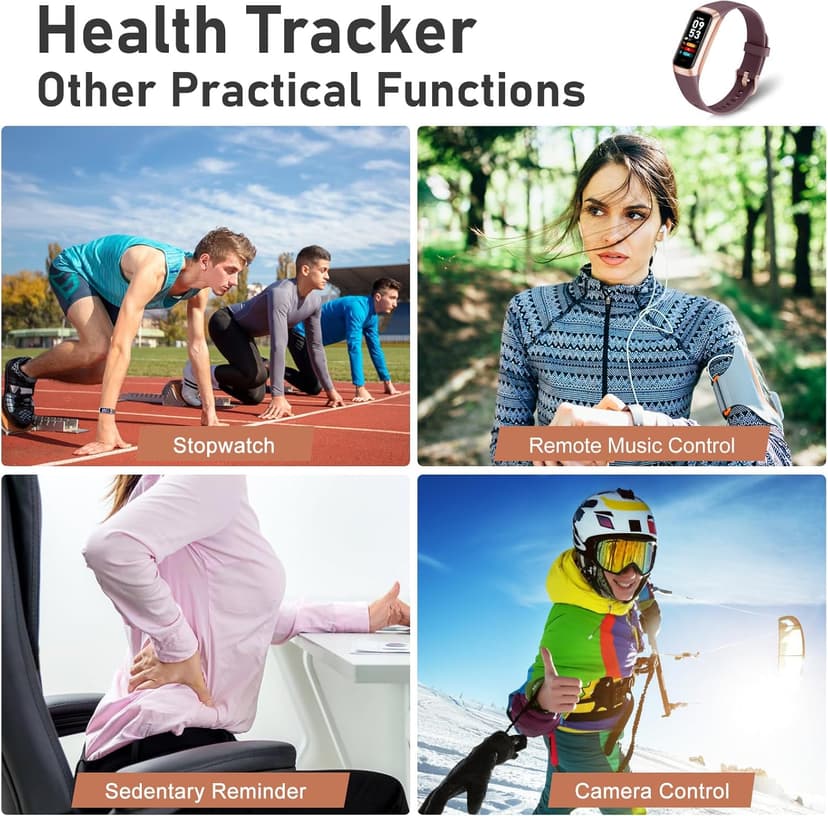 Fitness Tracker with Step Counter/Calories/Stopwatch, Activity Tracker, Health Tracker with Heart Rate Monitor, Sleep Tracker,1.10''AMOLED Touch Color Screen, Pedometer Watch for Women Men