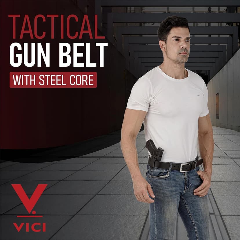 VICI Tactical Men's Steel Core Leather Gun Belt for Concealed Carry