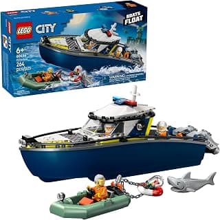 LEGO City Police Boat Chase Building Toy for Kids - Pretend Play Set for Boys & Girls, Ages 6+ - Building Blocks W/ 2 Floating Boat Toys for Playtime & Bath Time - Gift Idea for Birthdays- 60456 B0DRW6J866