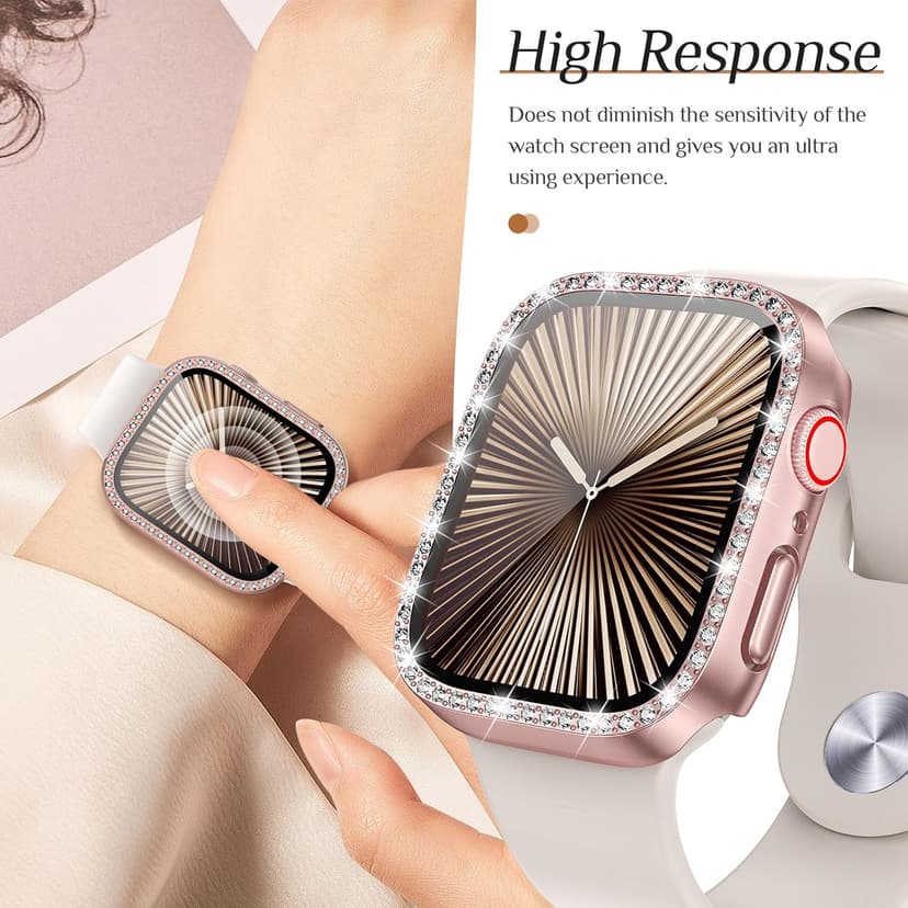 Goton 2-Pack Bling Case for Apple Watch Series 11/10 Screen Protector 42mm, Women Glitter Diamond Rhinestone Bumper Face Cover for iWatch Accessories 42 mm