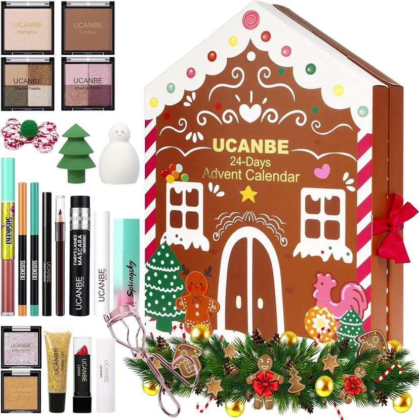 Makeup Advent Calendar 2025, 24 Days Christmas Gift Makeup Sets For Women, UCANBE 2025 Xmas Countdown Calendar Full Makeup Kits Beauty Makeup & Cosmetic For Teens, Girls Gift