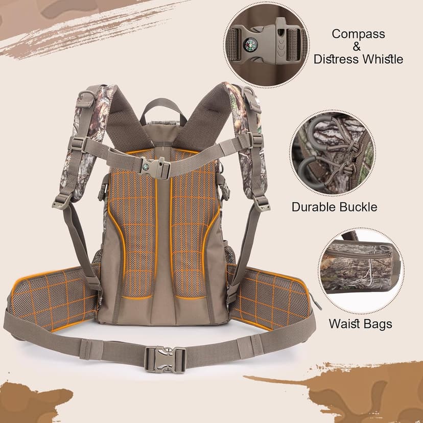 Hunting Backpack, Camo Hunting Backpacks & duffle Bags, Water-resistant Long-Lasting Large Capacity Bow Backpack Hunting Pack For Hunting Gear Accessories (Treasures of the Trees)