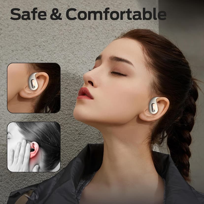 Monster Open Ear AC210 Headphones, Bluetooth 5.4 Earphones Stereo Sound,30 Hours Playback, Type-C Charging, HD Clear Calls, IPX5 Waterproof Open Ear Earbuds,Rose Gold