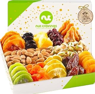 in White Gold Box Food Arrangement, Healthy Snack Care Package, Kosher NUT CRAVINGS - Dried Fruit & Mixed Nuts Gift Basket (12 Assortments) B07K8RCCB9