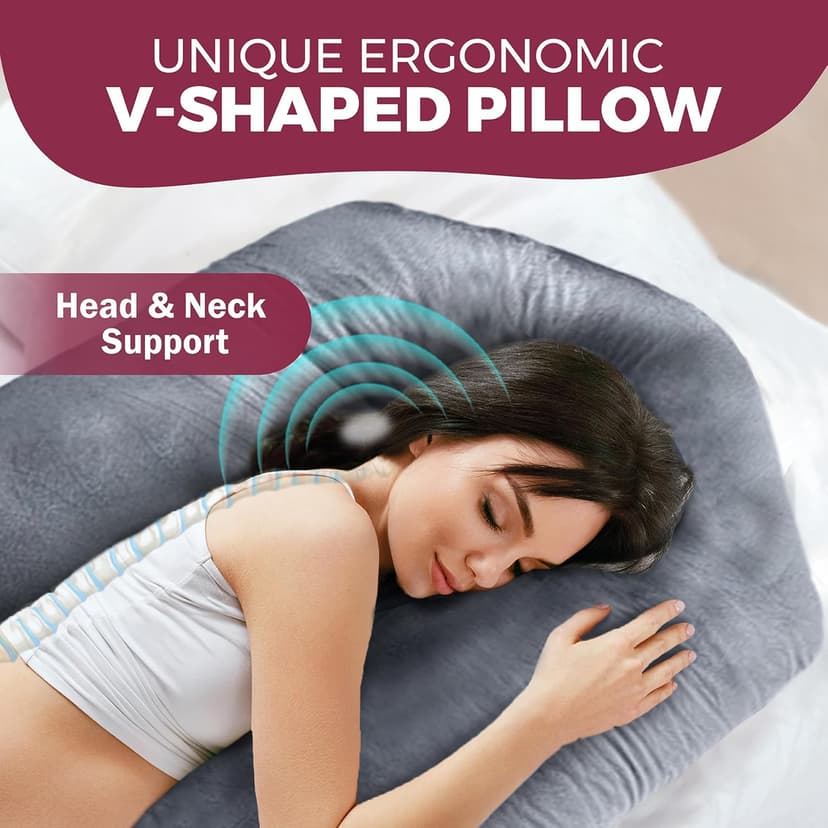 PILLANI Pregnancy Pillows for Sleeping - V C U Shaped 57inch Full Body Pillow with Removable Washable Cover, Cooling Maternity Pillow for Pregnant Women, Support for Back Belly Legs Hip