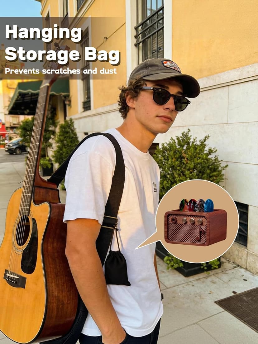 CoolGift Mart Guitar Pick Holder, Walnut Wood Amp Styled Guitar Pick Case for Picks Storage and Display, Guitar Gifts Accessories for Men Guitarists Guitar Players Music Lovers B0DPKMHK5J