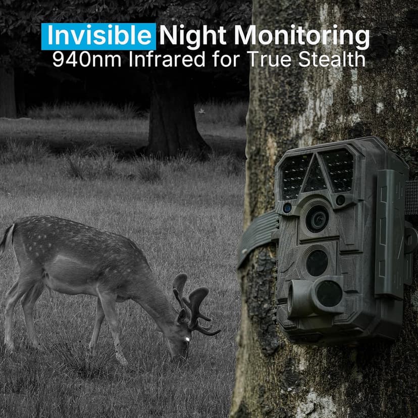 P70 (Non-Cellular,Non-WiFi) Trail Camera, 64MP 1296p, Game Cameras with No-Glow IR Night Vision, Motion Activated, Waterproof for Wildlife Deer Cams, Hunting