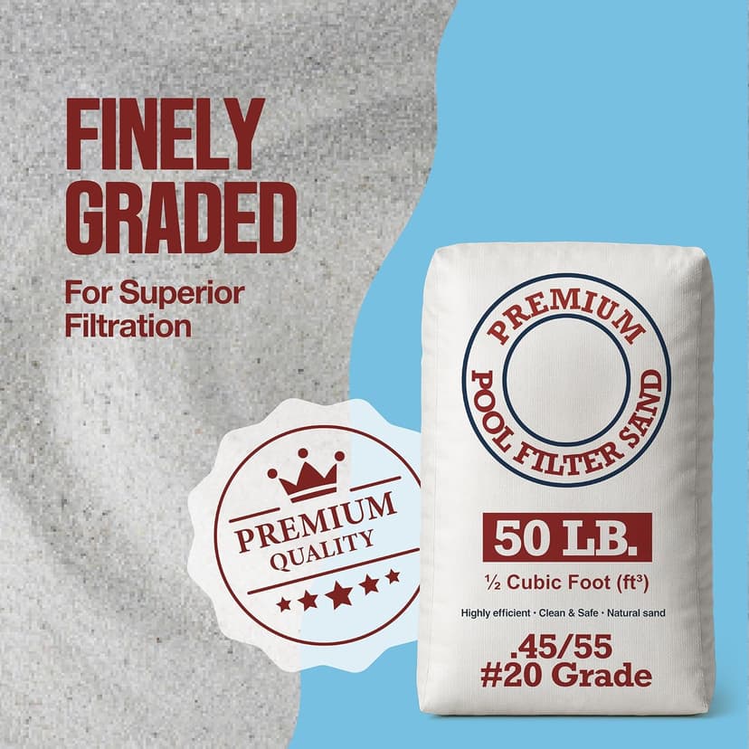 Play22 20 Grade Pool Filter Sand - Pool Sand, 50 Pound Bag Silica Sand for Pool Filter, Non Staining, Non Corroding, for Above Ground and Inground Swimming Pool Care