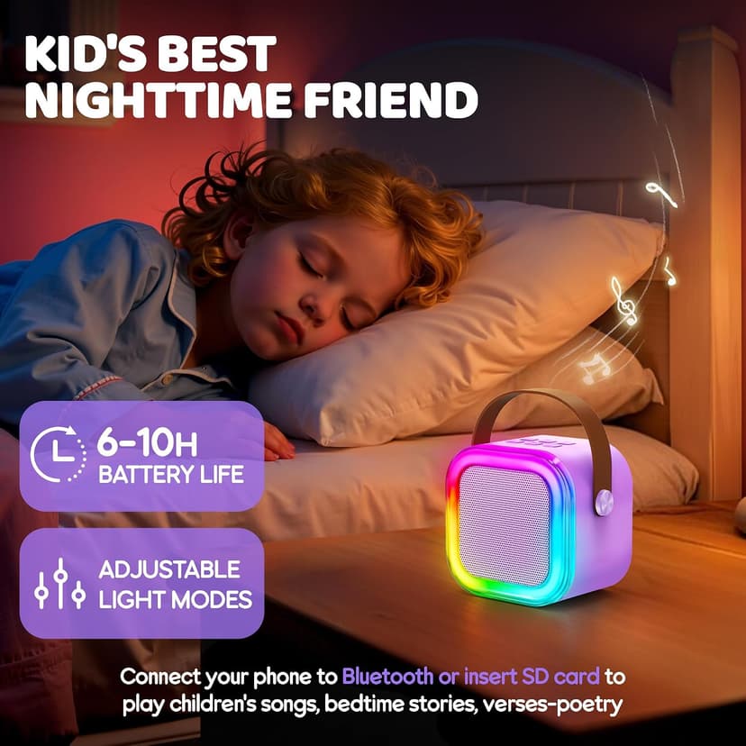Mini Karaoke Machine for Kids, 2025 TOP Toys Christmas Birthday Gifts Ideas for Girls Ages 4, 5, 6, 7, 8, 9, 10, 12+ Years Old, Portable MP3 Player with 2 Wireless Mics for Party