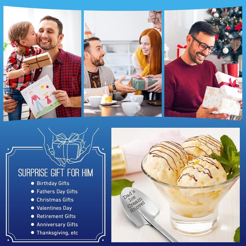 Christmas Father Gifts for Dad Daddy Father-in-Law Grandpa, Dad Birthday Gift from Daughter Son Father's Day Papa Grandfather Husband Brother Uncle, Funny New Bonus Step Dads Ice Cream Shovel Spoon