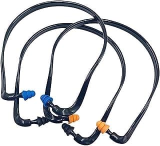 Banded Earplugs for Shooting 29dB NRR - Noise Cancelling Reusable Silicone Ear Plugs for Sleeping, Concerts, Work & Sports - Lightweight 3-Pack (Orange/Blue/Black)