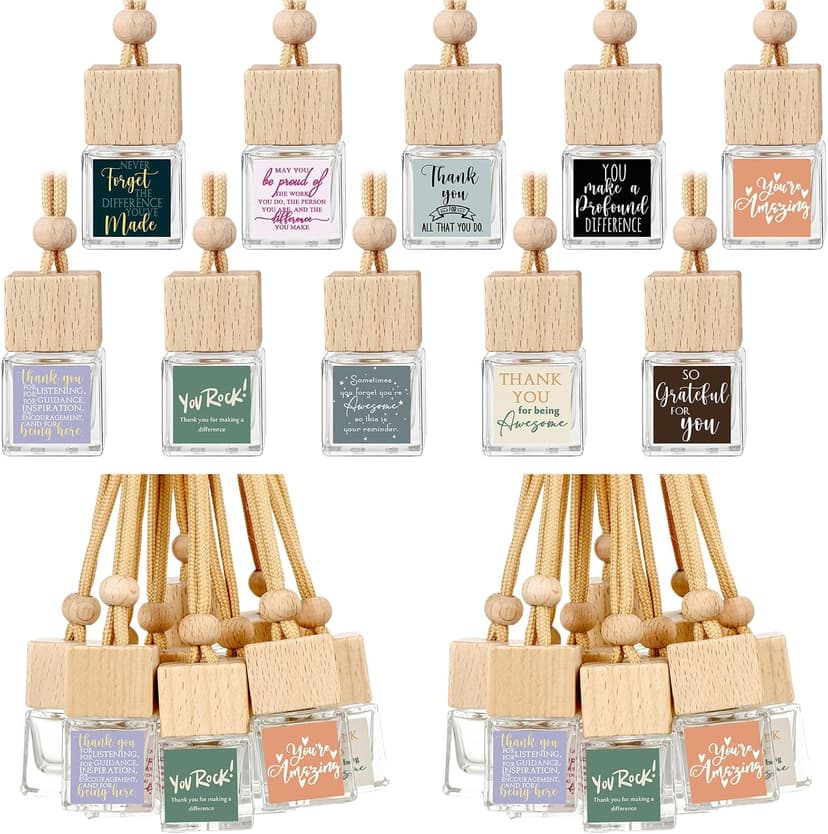 Wood Air Freshener with Thank You Cards, Essential Oil Diffuser, Customer Service Week for Teacher Coworker Staff Team Havawish 10 Pcs Car Diffuser Ornament Employee Appreciation Gift Bulk B0D1K9WQ1B