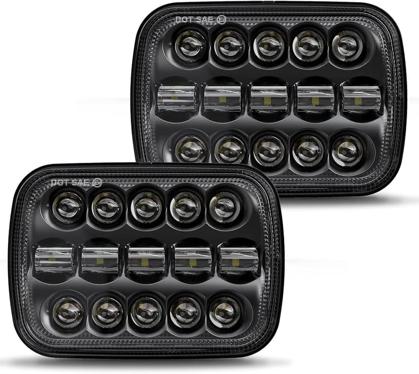 BICYACO DOT 110W 5x7 7x6 Inch Led Headlights Hi/Low Led Sealed Beam Projector Headlamp Compatible with Jeep Wrangler YJ Cherokee XJ Kenworth T300 1997-2010 H4 Plug H6054 H5054 6054 6052 (Black)