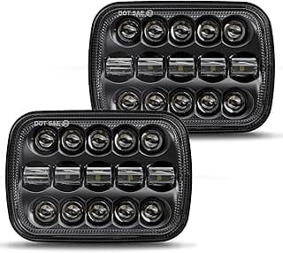 BICYACO DOT 110W 5x7 7x6 Inch Led Headlights Hi/Low Led Sealed Beam Projector Headlamp Compatible with Jeep Wrangler YJ Cherokee XJ Kenworth T300 1997-2010 H4 Plug H6054 H5054 6054 6052 (Black)