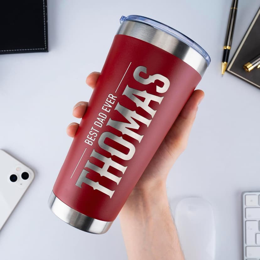 Personalized 30oz Tumbler with Engraved Name | Red Stainless Steel Travel Mug with Slider Lid | Vacuum Insulated Coffee Cup | Custom Gift for Women & Men, Birthday, Christmas B07CNBSP8V