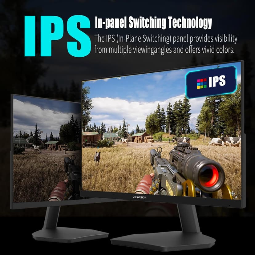 Viewedge Gaming Monitor 27 Inch FHD 144hz, 1ms IPS 1080p Computer Monitor with 110% sRGB, Bluelight Filter, HDMI & VGA Port, Support Freesync and Wall Mount