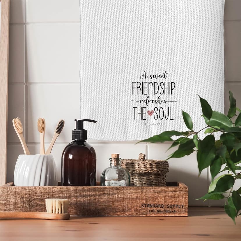 TNUW A Sweet Friendship Refreshes The Soul Kitchen Towels 16X24In, Gift for Friend Woman, Christian Gifts for Women Men, Hand Tea Towels for Kitchen Bathroom Decor B0CXHWXTCK
