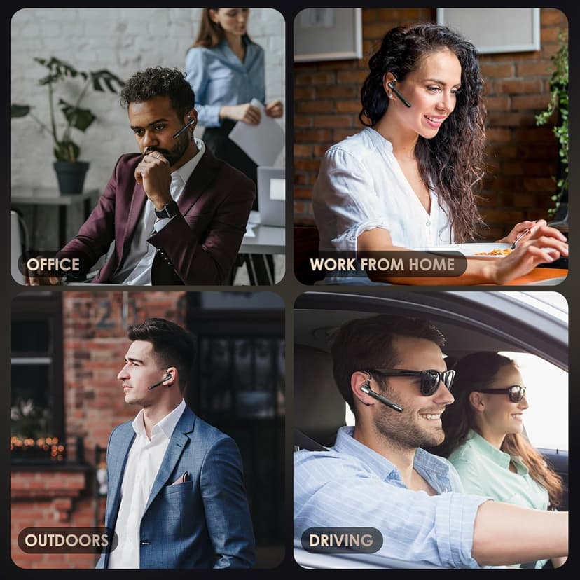 ICOMTOFIT Bluetooth Headset, Wireless Bluetooth Earpiece V5.0 Hands-Free Earphones with Built-in Mic for Driving/Business/Office, Compatible with iPhone and Android (Gray)