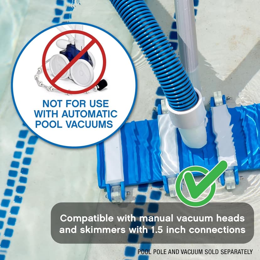 Poolmaster Manual Pool Vacuum Hose, 40 Ft x 1-1/2” for Inground & Above Ground Pools, Not for Automatic Cleaners, Kink-Free, Heavy Duty Pool Cleaner Hose with Swivel Cuff – Made in USA