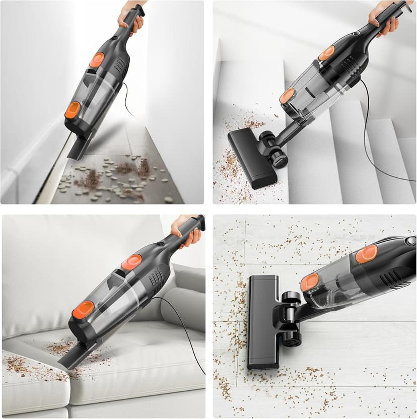 Vazone R6X Corded Stick Vacuum Cleaners for Home, 30Kpa Powerful Suction Stick Vacuum with 16Ft Cord, 2 in 1 Lightweight Handheld Vacuum Cleaner for Hardwood Floor Pet Hair