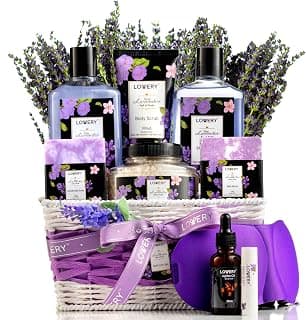 Gifts for Women, Moms, Lavender & Lilac Spa Gift Basket Set - Handmade Soap, Potpourri, Bath Bomb, Jojoba Oil, Organic Lip Balm & More - Stress Relief, Bath & Body Self Care Package B08DFG13DT