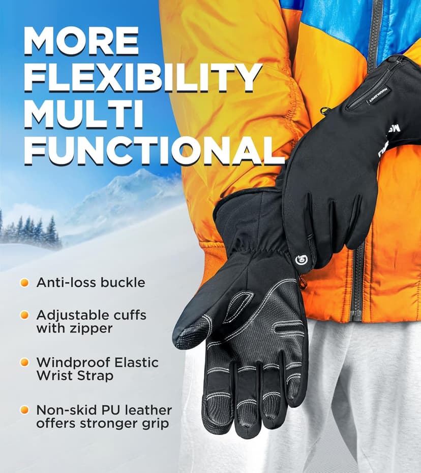 UMEWARM 10℉ Waterproof Winter Gloves Men, Touchscreen Fingers Snow Ski Gloves Women, 5-Layer Touch Screen Cold Weather Gloves