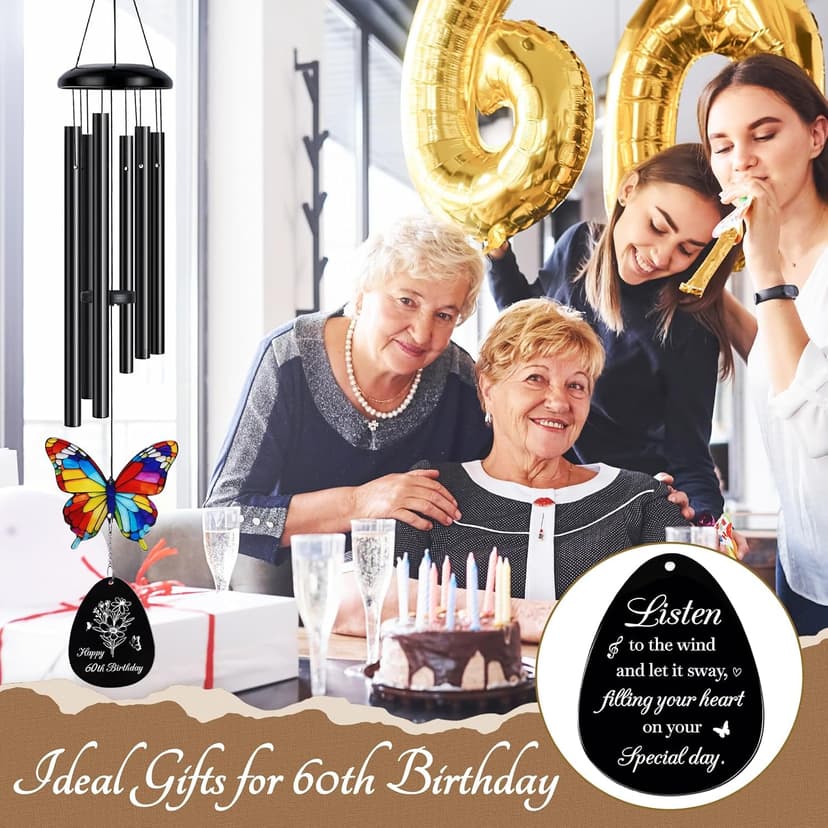 60th Birthday Gifts for Women, 60th Birthday Gifts, 60 Year Old Gift for Woman, Happy 60 Bday Decorations for Women Men, Presents for 60 Year Old Woman Grandma, Mom, Wind Chimes B0G2B9WNXT