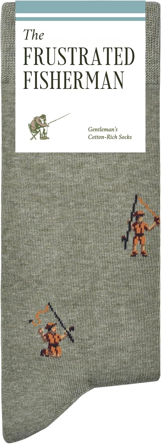 The Frustrated Fisherman - Funny Fishing Socks - Funny Fishing Gift for Men - 1 Pair, Size 8 to 13 - Fun Fisherman Socks