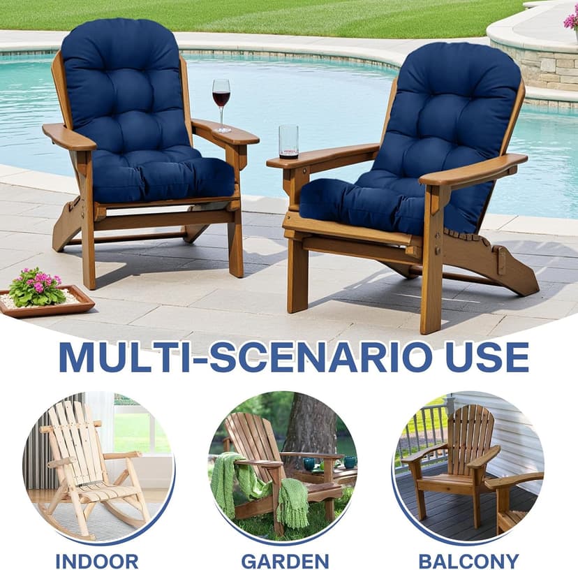 Outdoor Adirondack Chair Cushion Set of 2 Waterproof Lawn Chair Cushions 47.24 * 19.69 * 4", High Back Patio Cushions with Ties Elastic Band,Flower