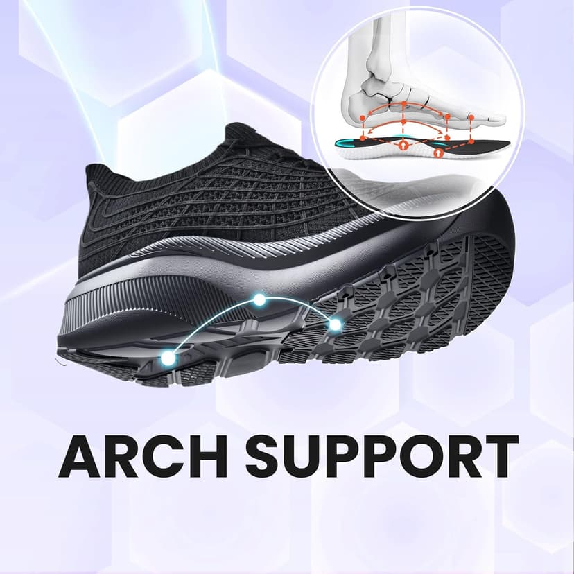 JACKSHIBO Wide Toe Box Shoes Women Slip on Sneakers Slip in Arch Support Plantar Fasciitis Orthopedic for Walking Tennis Athletic Cushion Thick Sole Zero Drop Hands Free Shoes with Metatarsal Pads