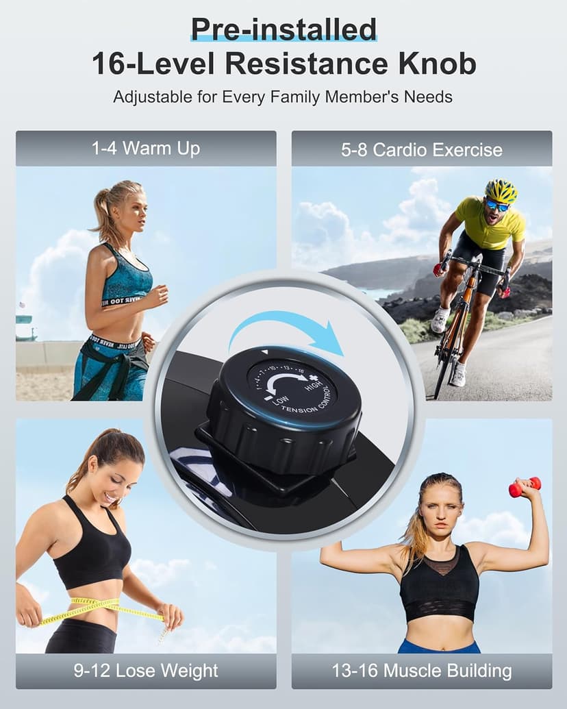 Recumbent Exercise Bike for Seniors - 400LB Weight Capacity Recumbent Bikes with Comfortable Seat, Pulse Sensor, 16-level Resistance, LCD Monitor