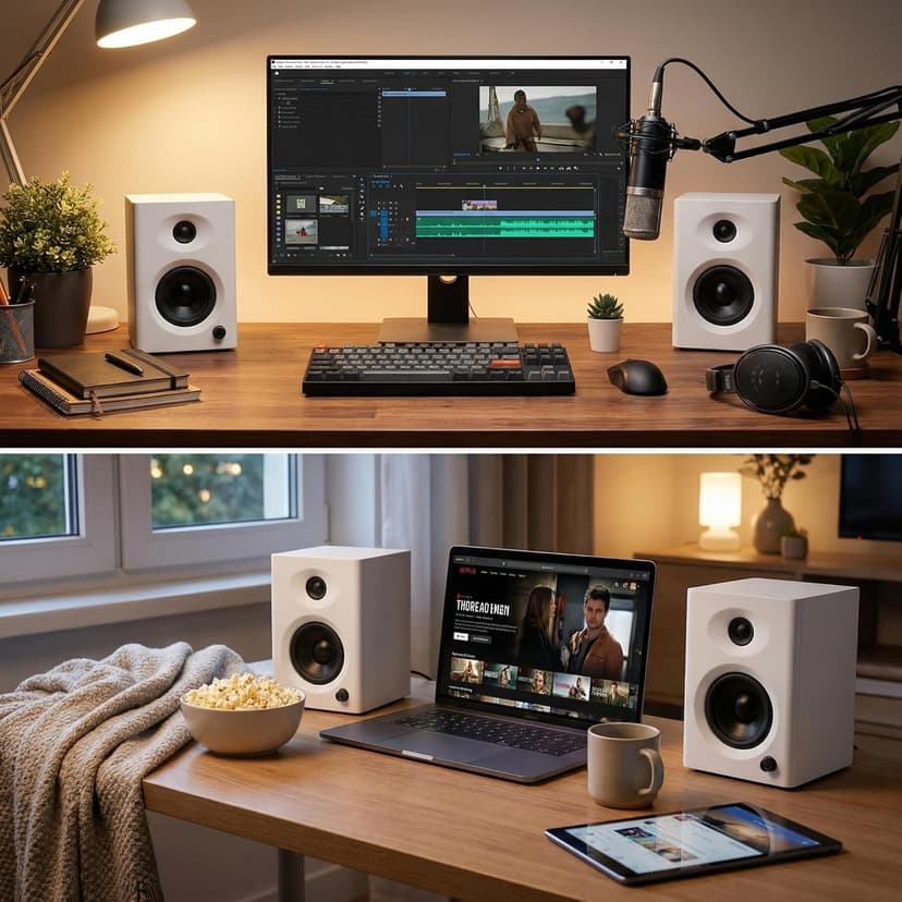 Computer Speakers for Desktop PC, 60W Bluetooth 5.3 Stereo 2.0 System with Bass, Compact Powered Bookshelf Speakers for Office, Monitors, Laptop, Gaming, TV, Gifts (White, Pair)