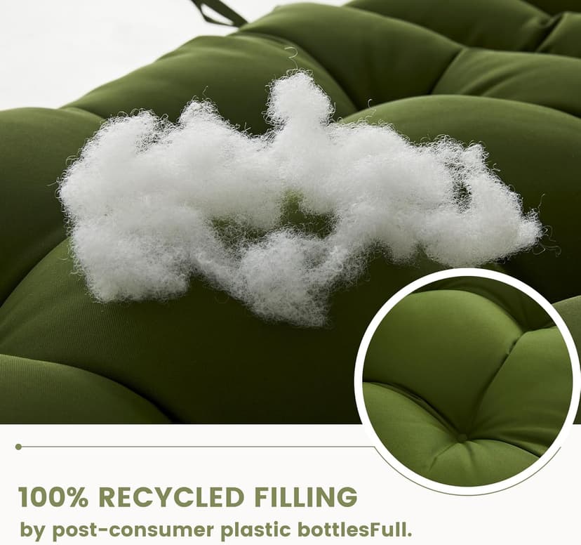BLISSWALK Outdoor Adirondack Chair Cushions, Set of 2 Solid,Tufted Thick Seat & Round High Back Wicker Chair Cushions for Patio Furniture,48"x21"x4",Invisible Green
