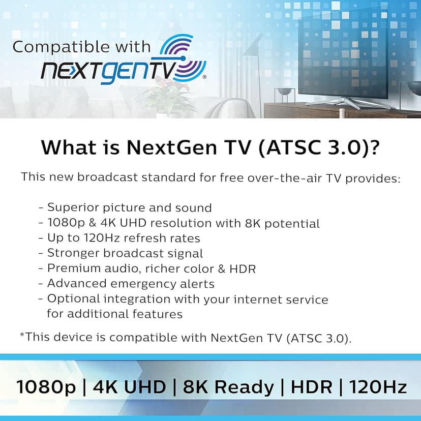 Philips Rabbit Ears Black Indoor TV Antenna, Dipoles and Circular Loop, Tabletop, Digital, Smart TV Compatible, HDTV, 4K 1080P VHF UHF, 5Ft Coaxial Cable, SDV8201B/27