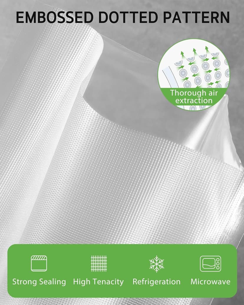 [2025 Upgraded] Syntus 11" x 150' Vacuum Sealer Bags for Food with Cutter, Vacuum Sealer Bags Roll Keeper BPA-free Heavy-duty Commercial Grade for Food Storage, Meal Prep and Sous Vide