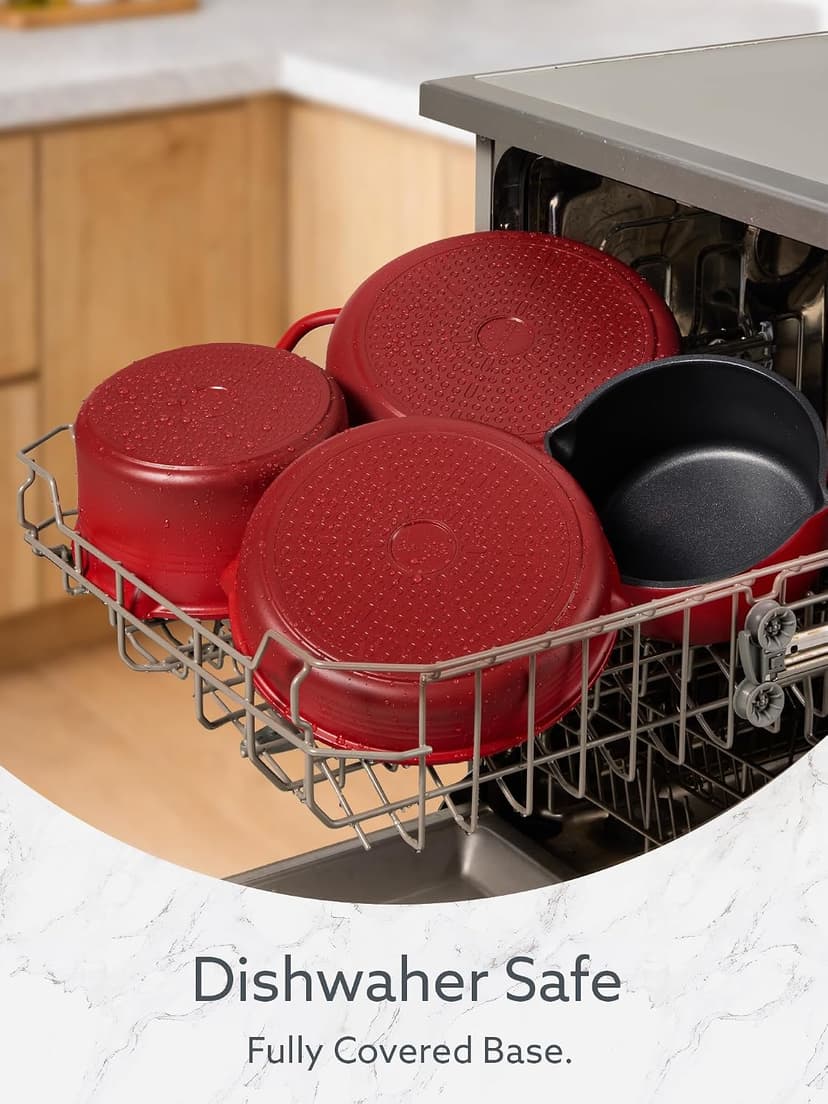 Non-Stick, Non-Toxic, Induction Compatible, Dishwasher & Oven Safe, Space Saving, Camping Cooking, House Warming Gift, Red CAROTE 20pcs Titanium Cookware Set, Detachable Handle Pots and Pans Set B0G6DTV7NG