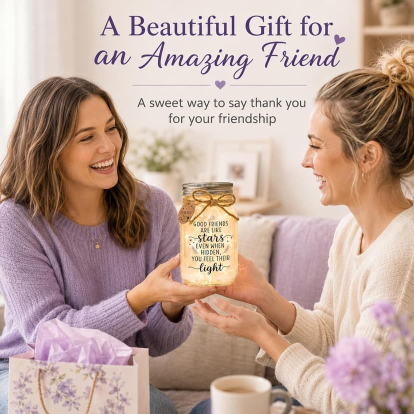 Thanksgiving & Christmas Gift for Women, Best Friend Gift for Women, Warm LED Keepsake for Birthdays and Farewells Friendship Gifts for Women, Best Friend Birthday Gifts Mason Jar Light B0FMD5RWXY