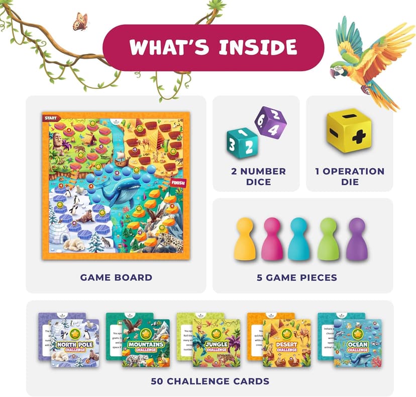 Clever Fox Play Number Hunter Math Board Game – Addition & Subtraction Math Game for Kids 5-7 Year Old – Fun Educational STEM Toy for 5+ Year Old, Kindergarten, 1st-3rd Grade, Homeschool & Family