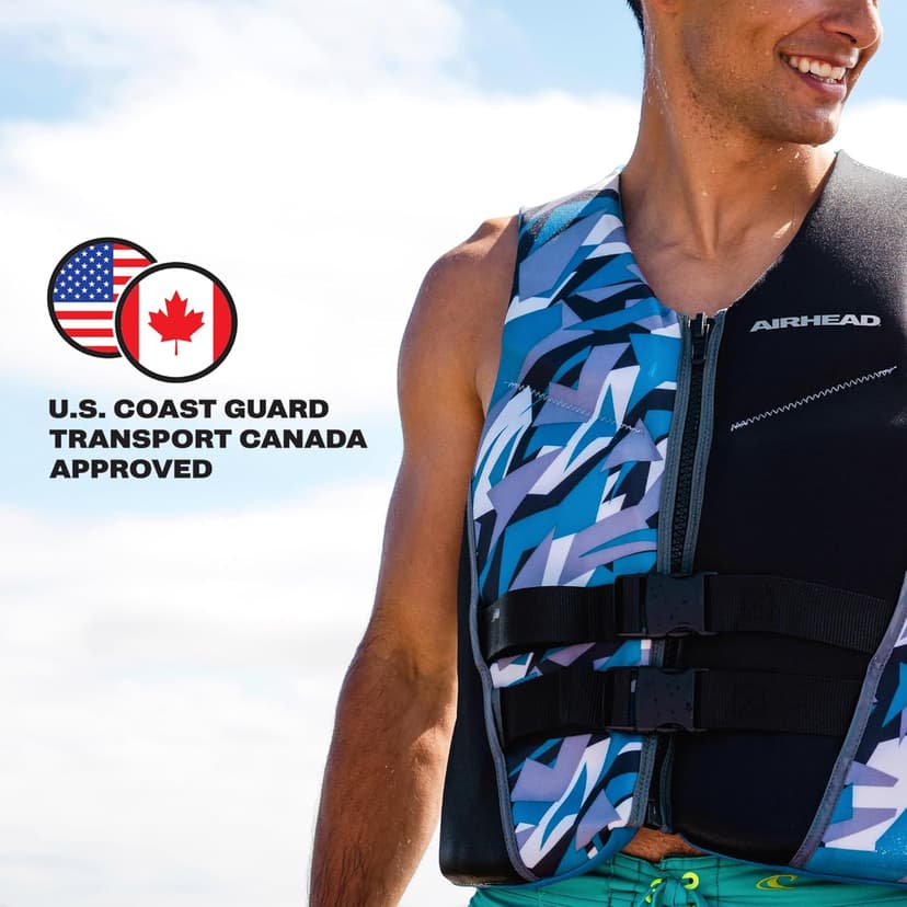Airhead CAMO Cool Kwik-Dry Neolite Flex Life Jacket for Adults - USCG Approved Life Vest for Women & Men, Lightweight Flexible Watersports Vest for Boating, Wakeboarding, Kayaking & Jet Skiing