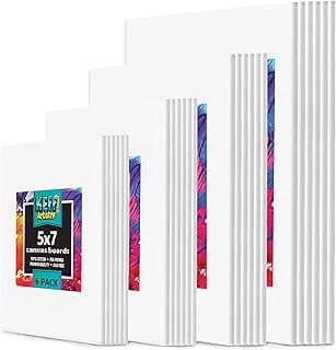 KEFF 24-Pack 𝗣𝗥𝗘𝗠𝗜𝗨𝗠 Canvas for Painting, 6 of 5x7, 8x10, 9x12,11x14 Painting Canvas Boards, Art Supplies for Adults & Kids - 100% Cotton Primed Canvases for Painting Acrylic, Oil, Watercolor B085F4JH1H