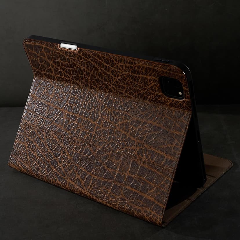 Gexmil Genuine Leather Case for iPad Pro 13 Inch (M5/M4) 2025/2024 with Pencil Holder,Protective Shockproof Smart Premium Leather Folio Cover Adjustable Stand Auto Sleep/Wake Anti-Slip, Buffalo Brown