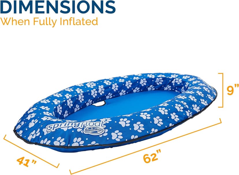 SwimWays Paddle Paws Spring Float Dog Raft, Large (65 lbs. and Up), Blue