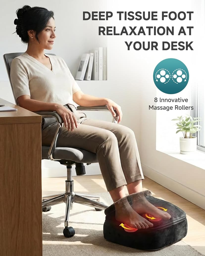 2026 Upgraded, Heat Up to 130°F, Reversible Kneading, 2-in-1 Foot and Back Massager for Home Office Use, Fits Men's Size 13 Snailax Shiatsu Foot Massager with Heat, Foot Warmer with Removable Cover B07SG4VBTY