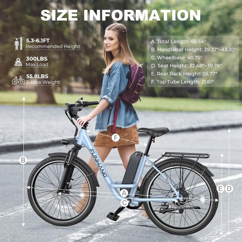 Electric Bike for Adults, 26" City Cruiser Ebike with 1000W Peak Motor, 21.7MPH 50 Miles Commuter Adult Electric Bicycles with 48V Battery, Adjustable Stem, 7-Speed, UL 2849 Certified