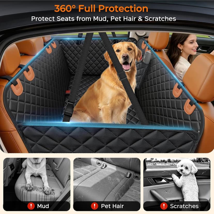 600D Oxford, Zippered Side Flaps, Scratch Resistant, Non-Slip, Easy to Install, With Seatbelt, For Sedan, SUV & Compact Truck URPOWER Dog Car Seat Cover for Back Seat, 100% Waterproof Hammock for Car B0727Y5ZD7
