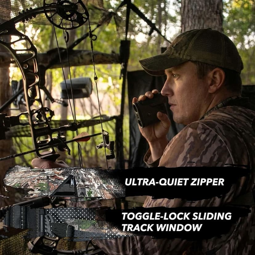 Hunting Blind 360 See Through Ground Blind for Turkey & Deer Hunting, 2-3 Person Pop Up Camouflage Tent