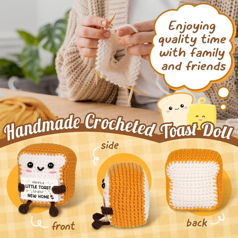 A Little Toast to Your New Home - Mini Handmade Crochet Toast, Funny Housewarming Gifts New Home New Apartment, House Warming Gifts New House for Women Men Friend B0FCB6HYL9