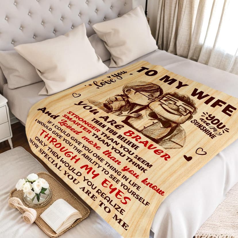 Gifts for Wife from Husband - Wedding Anniversary Birthday Gifts for Women - Romantic I Love You Present for Her - Christmas Mothers Day & Valentines Day Gifts for Wife - To My Wife's Blanket 50"x60"