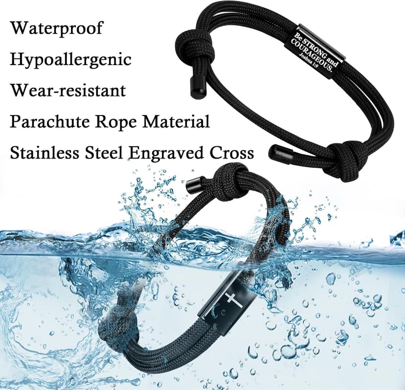 Birthday Philippians Confirmation Baptism Gifts for 9 10 11 13 16 18 21 Years Old Boy, Soccer Baseball Basketball Accessories PEALICIOUS Cross Bracelet for Boys, Joshua Birthday Son Gifts for Teens B0GJ54CQ6W